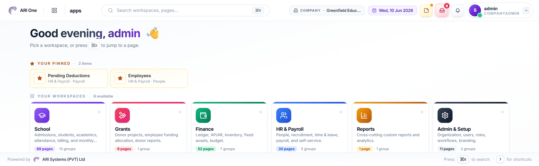ARI One — workspaces launcher